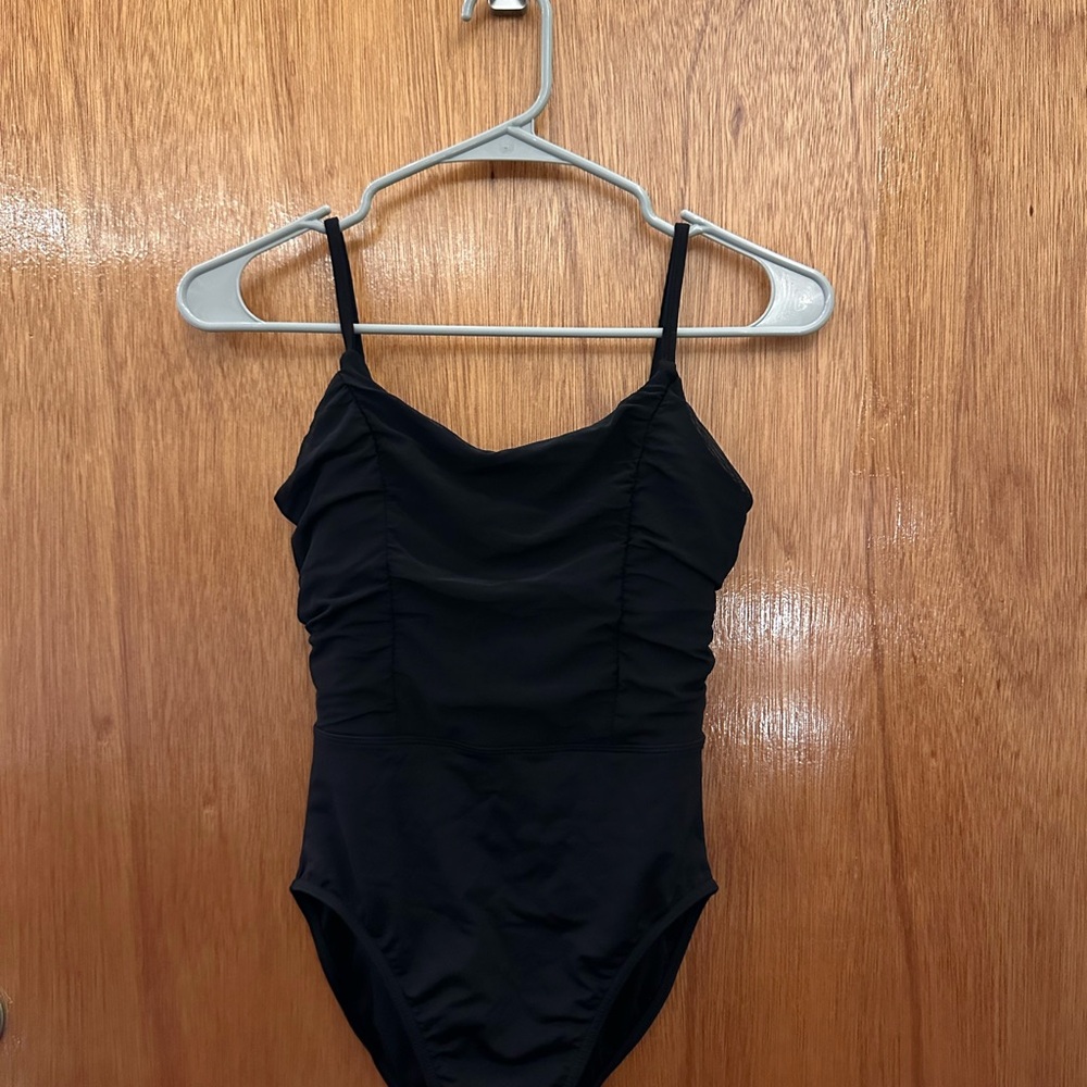Bloch dancewear black strappy leotard with mesh